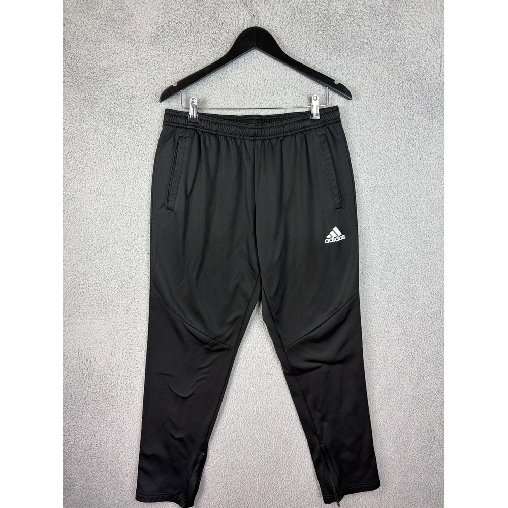 Adidas Pants Mens Large Black AEROREADY Track Joggers Zip Hem Athletic Soccer